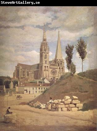 Jean Baptiste Camille  Corot La cathedrale de Chartres (mk11)